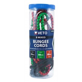 Mixed Bungee Cords - 8 Pack